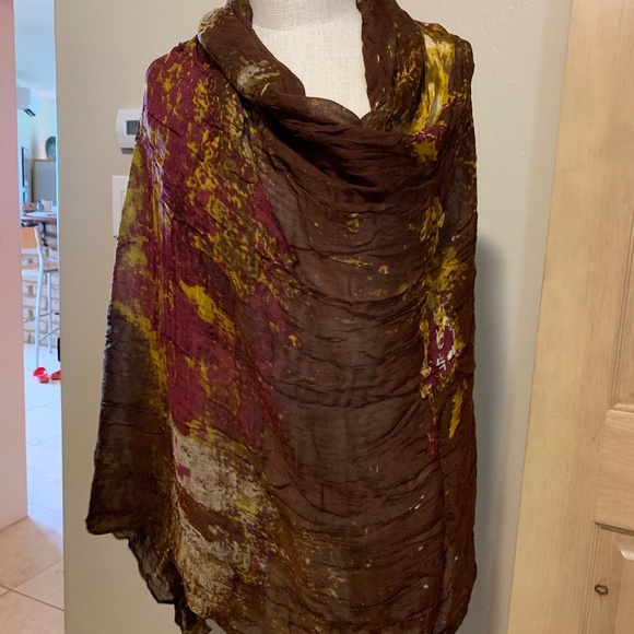tissue weight brown/red/gold scarf - Picture 1 of 12